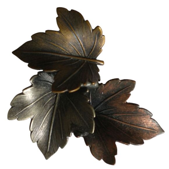 Vintage Maple Leaf Brooch Pin Mixed Metals K&T Leaves Artisan Autumn Cottagecore - Picture 3 of 16